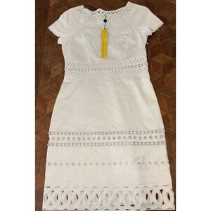 Brand New Catherine Malandrino Women's White Dress in Size 4 NWT